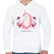 PRINTFASHION Dreaming horse - Férfi kapucnis pulóver - Fehér