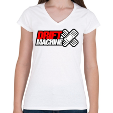 PRINTFASHION Drift Machine - Női V-nyakú póló - Fehér női póló