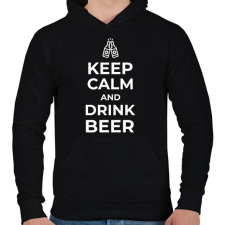 PRINTFASHION DRINK BEER - Férfi kapucnis pulóver - Fekete férfi pulóver, kardigán