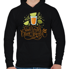 PRINTFASHION Drink Tequila - Férfi kapucnis pulóver - Fekete férfi pulóver, kardigán