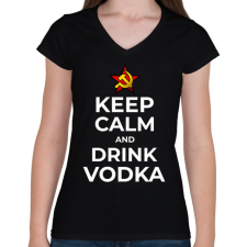 PRINTFASHION DRINK VODKA - Női V-nyakú póló - Fekete női póló