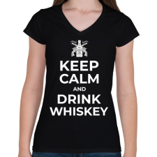 PRINTFASHION DRINK WHISKEY - Női V-nyakú póló - Fekete női póló