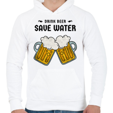 PRINTFASHION DRINKBEER - Férfi kapucnis pulóver - Fehér férfi pulóver, kardigán