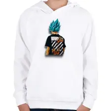 PRINTFASHION Drip Goku minta (Dragon Ball) - Gyerek kapucnis pulóver - Fehér gyerek pulóver, kardigán
