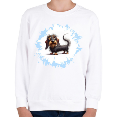 PRINTFASHION Drótszőrű tacskó - Gyerek pulóver - Fehér