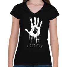 PRINTFASHION DS Hand - Női V-nyakú póló - Fekete női póló