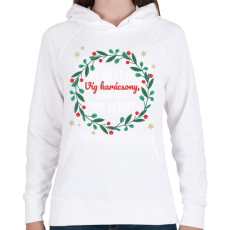 PRINTFASHION Dsida Jenő - Itt van a szép karácsony - Női kapucnis pulóver - Fehér