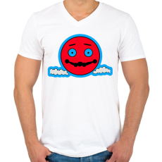 PRINTFASHION DSL Cloud Smiley #4 - Férfi V-nyakú póló - Fehér