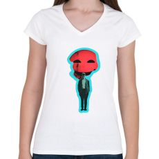 PRINTFASHION DSL Cloud Smiley #5 - Női V-nyakú póló - Fehér