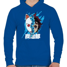 PRINTFASHION DT Inosuka mask - Férfi kapucnis pulóver - Királykék férfi pulóver, kardigán