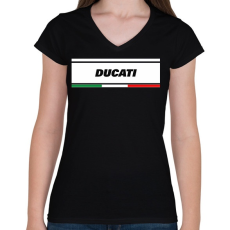 PRINTFASHION DUCATI - Női V-nyakú póló - Fekete