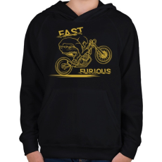 PRINTFASHION Dühös motoros - Gyerek kapucnis pulóver - Fekete