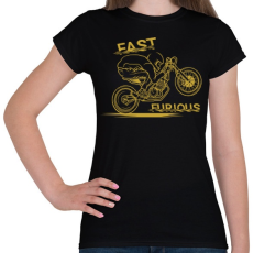PRINTFASHION Dühös motoros - Női póló - Fekete