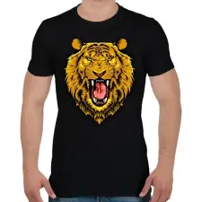 PRINTFASHION Dühös oroszlán - Férfi póló - Fekete férfi póló