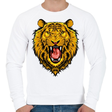 PRINTFASHION Dühös oroszlán - Férfi pulóver - Fehér