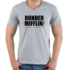 PRINTFASHION Dunder Mifflin Paper Company - Férfi V-nyakú póló - Sport szürke
