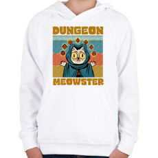 PRINTFASHION Dungeon meowster - Gyerek kapucnis pulóver - Fehér