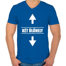 PRINTFASHION Dupla Ülőhely - Férfi V-nyakú póló - Királykék férfi póló