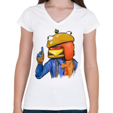 PRINTFASHION Durr Burger - Fortnite - Női V-nyakú póló - Fehér női póló