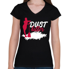 PRINTFASHION Dust killer - Női V-nyakú póló - Fekete női póló