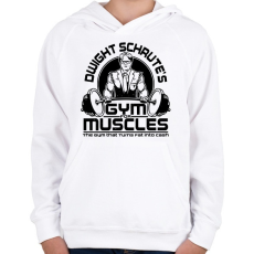 PRINTFASHION Dwight Schrute's Gym - Gyerek kapucnis pulóver - Fehér