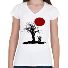 PRINTFASHION Dying nature - Női V-nyakú póló - Fehér női póló
