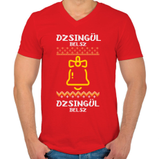 PRINTFASHION DZSINGÜL BELSZ - Férfi V-nyakú póló - Piros