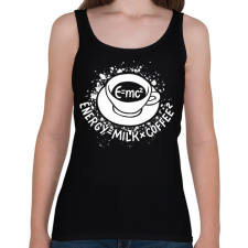 PRINTFASHION E=mc2, Energy=MilkxCoffee2 - Női atléta - Fekete női trikó