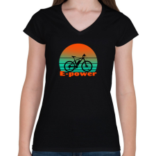 PRINTFASHION E-power - Női V-nyakú póló - Fekete női póló