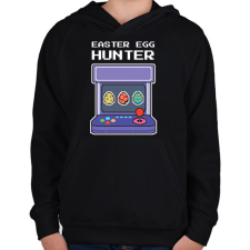 PRINTFASHION Easter egg hunter - Gyerek kapucnis pulóver - Fekete gyerek pulóver, kardigán