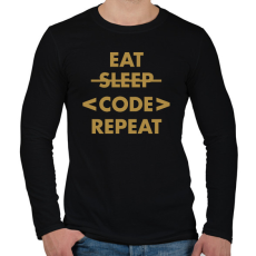 PRINTFASHION Eat, Code, Repeat - Férfi hosszú ujjú póló - Fekete