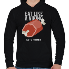 PRINTFASHION EAT LIKE A VIKING - Férfi kapucnis pulóver - Fekete férfi pulóver, kardigán