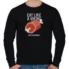 PRINTFASHION EAT LIKE A VIKING - Férfi pulóver - Fekete