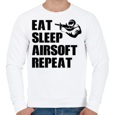 PRINTFASHION Eat, sleep, airsoft, repeat - Férfi pulóver - Fehér