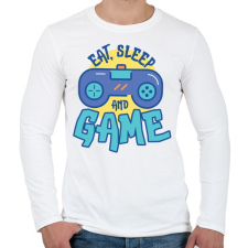 PRINTFASHION Eat Sleep and Game - Férfi hosszú ujjú póló - Fehér férfi póló
