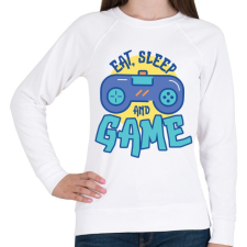 PRINTFASHION Eat Sleep and Game - Női pulóver - Fehér női pulóver, kardigán