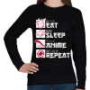 PRINTFASHION Eat, Sleep, Anime, Repeat - Női pulóver - Fekete