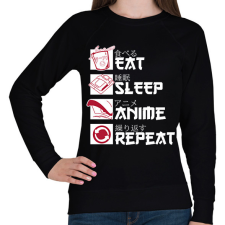 PRINTFASHION Eat, Sleep, Anime, Repeat - Női pulóver - Fekete női pulóver, kardigán