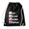 PRINTFASHION Eat, Sleep, Anime, Repeat - Sportzsák, Tornazsák - Fekete