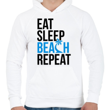PRINTFASHION Eat Sleep Beach - Férfi kapucnis pulóver - Fehér férfi pulóver, kardigán