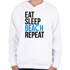 PRINTFASHION Eat Sleep Beach - Gyerek kapucnis pulóver - Fehér gyerek pulóver, kardigán