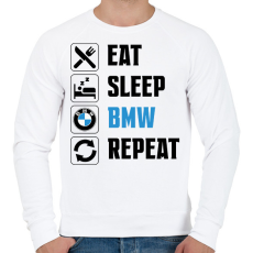 PRINTFASHION Eat Sleep Bmw - Férfi pulóver - Fehér