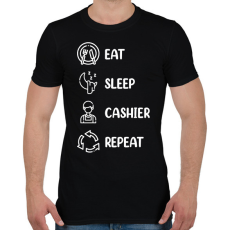 PRINTFASHION Eat, sleep, cashier, repeat - Férfi póló - Fekete