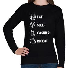 PRINTFASHION Eat, sleep, cashier, repeat - Női pulóver - Fekete női pulóver, kardigán