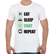 PRINTFASHION Eat, sleep, Chat, Repeat - Férfi póló - Fehér férfi póló