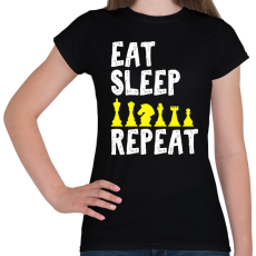 PRINTFASHION Eat, Sleep, Chess, Repeat - Női póló - Fekete