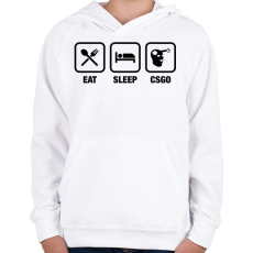 PRINTFASHION EAT SLEEP CSGO - Gyerek kapucnis pulóver - Fehér