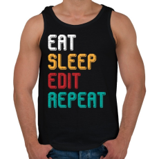 PRINTFASHION Eat, sleep, edit, repeat színes - Férfi atléta - Fekete