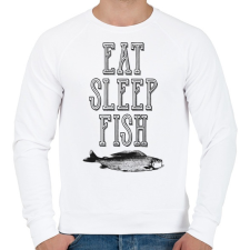 PRINTFASHION Eat, sleep, fish. - Férfi pulóver - Fehér férfi pulóver, kardigán