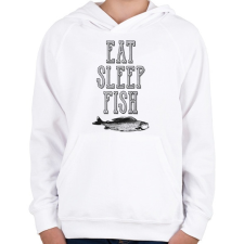 PRINTFASHION Eat, sleep, fish. - Gyerek kapucnis pulóver - Fehér gyerek pulóver, kardigán